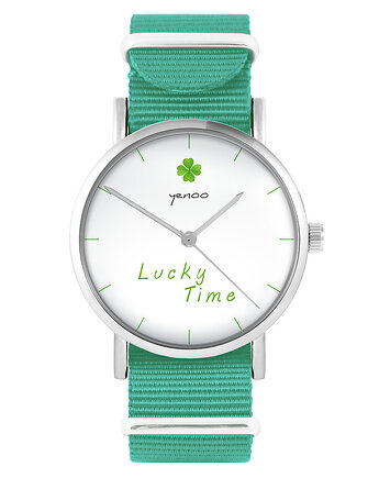 Zegarek - Lucky time - turkusowy, nylonowy