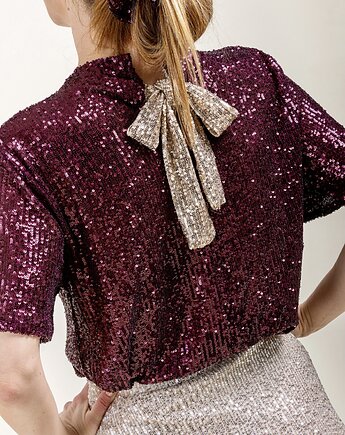 Shine A Light / cekinowa bluzka z kokardą, Bohemian Soul atelier by M.