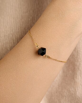 Bransoletka onyks srebro 925 pozłacane, Coccola JEWELLERY