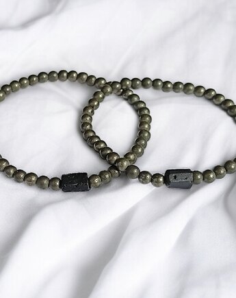 KOMPLET dla PARY : piryt & czarny turmalin, kaktusia