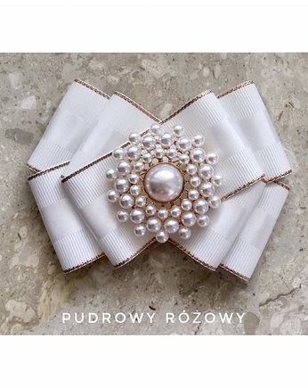 Brosza  White  z perłami  NEW, Pudrowy Różowy