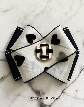 Brosza Black & White z ozdobą z szachownicy NEW, Pudrowy Różowy