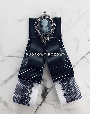Brosza/ Krawat z Kameą w stylu Glamour, Pudrowy Różowy