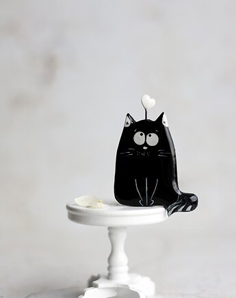 Broszka malowana Myśli o pięknie, Black Cat