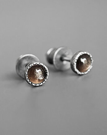 Kolczyki z obsydianem, srebro, Pastelove Jewelry