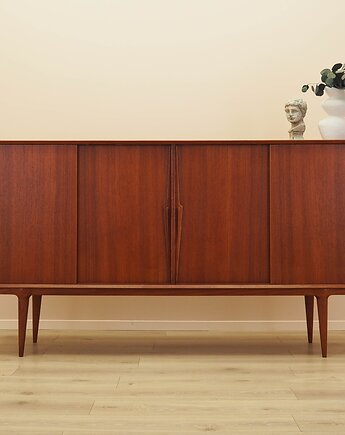 Highboard tekowy, duński design, lata 70, producent: Omann Jun, Przetwory design