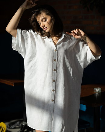 Sukienka lniana Sol, biała, Ana Moroles
