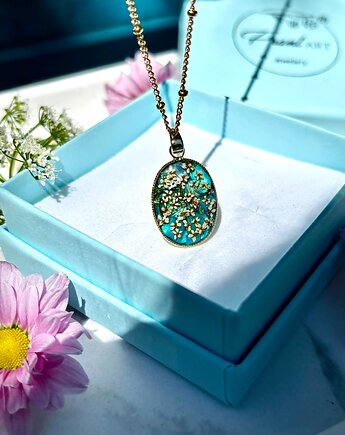 Naszyjnik z prawdziwych kwiatów i muszli, Frant Art Jewellery