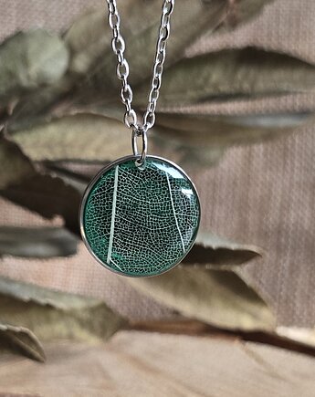 Wisiorek z liściem szkielet liścia listek naturalna zawieszka, zkwiatem