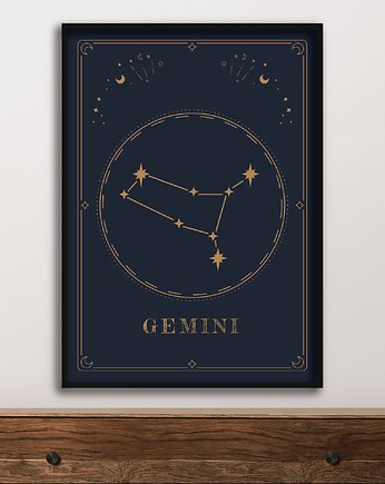 Plakat Bliźnięta/Gemini Znaki Zodiaku Gwiazdozbiór, Abstraktoria