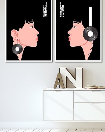 Plakaty I Love Music - zestaw dwóch plakatów, Pracownia Och Art