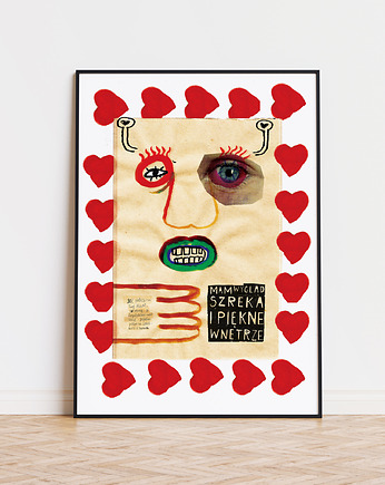 Plakat SZREK grafika miłosna serca walentynki prezent wyznanie, BEATNIK illustration