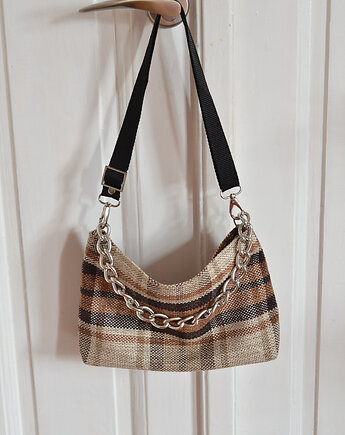 Lniana torebka w kratę, modeMania