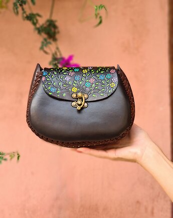 Torebka skórzana Marlene kwiaty ręcznie robiona, SempreArte
