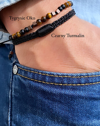 Męska bransoletka z Czarnym Turmalinem, Szmaragdowa Polana