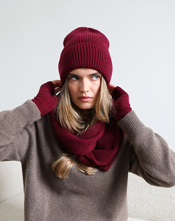 Czapka Merino & cashmere bordowa, Lucky HandMade