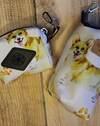 Zestaw saszetka na smaczki i woreczki  # corgi, Furmanki Szyją