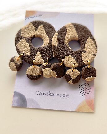 Kolczyki wiszące panterka zwierzęce khaki, Waszkamade