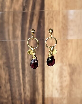 Kolczyki pozłacane z granatem, Studio Gazela