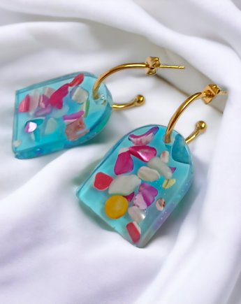 UNIKATOWE kolczyki z żywicy SUMMER beach II, kaktusia