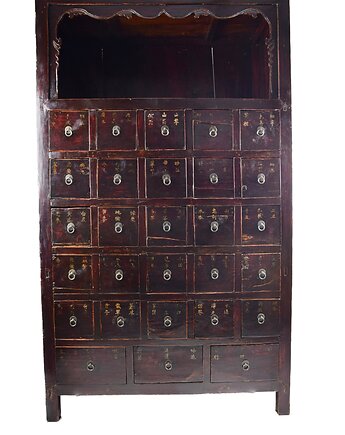 Duża oryginalna chińska szafa apteczna prawdopodobnie XIX/XX w 187x110cm, Strzecha