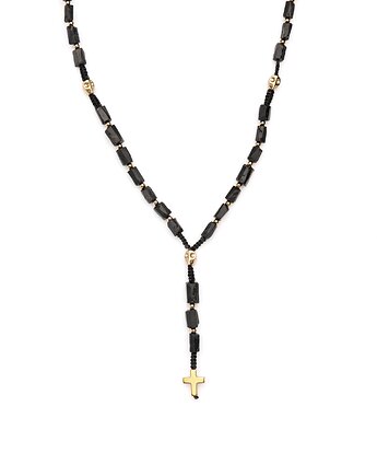 Męski różaniec - Turmalin czarny i Hematyt (złoty), Kulka Bransoletki