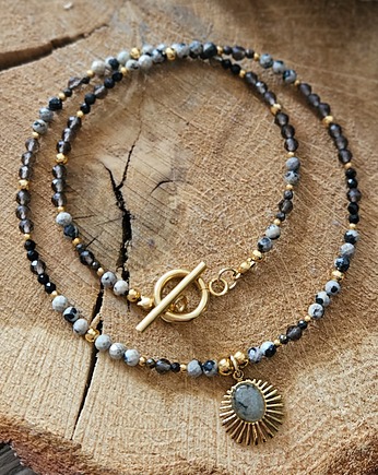 Choker z labradorytem i czarnym turmalinem, REVEAL