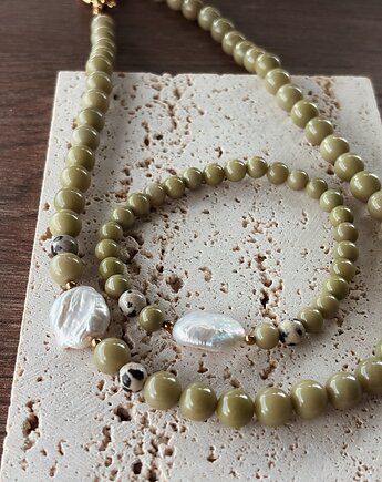 Naszyjnik Jaspis Matcha i Perła, Chmolowska Jewellery