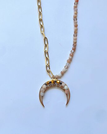 Długi naszyjnik Lunula i kamień słoneczny, Blask Natury