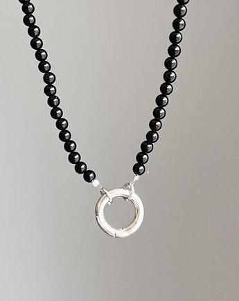 Naszyjnik ZAPIĘCIE KOŁO spinel CZERŃ kamienie naturalne czarny, ATdiament