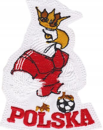 Naszywka naprasowanka ORZEŁ Z PIŁKĄ termoprzylepna haft POLSKIE 7,2x9,8cm, Wyszywane