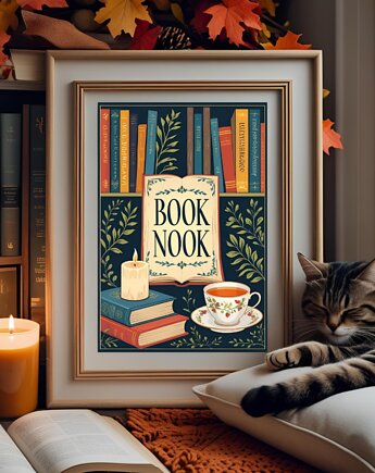 PLAKAT książki BOOK NOOK retro czytanie books prezent, black dot studio