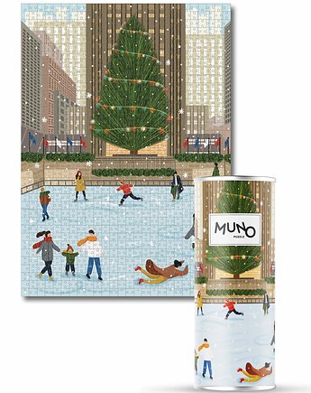 Puzzle 1000 "Nowojorskie lodowisko" by Katarzyna Bednarska w ozdobnej tubie, MUNO puzzle