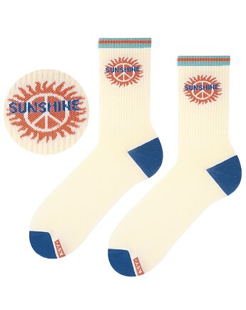 Skarpetki bawełniane SUNSHINE beżowe, kolorowe, letnie, surferskie, ZOOKSY