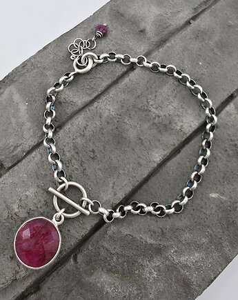 Rubin na grubym łańcuszku - bransoletka, RayOfArt