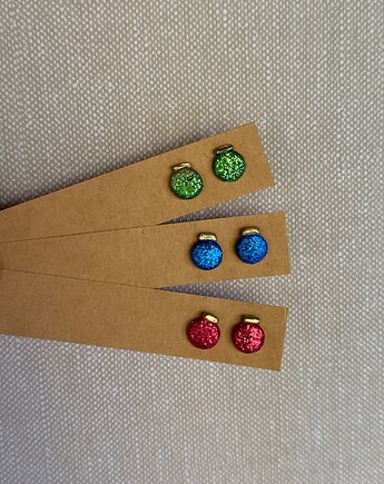 Kolczyki-sztyfty brokatowe bombki, freska