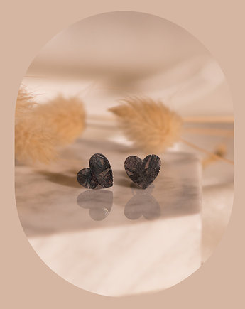 Małe kolczyki czarne serduszka - sztyfty, Fox and Jewelry