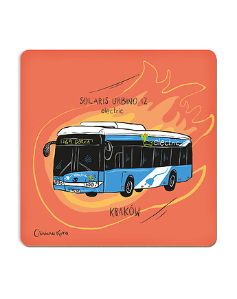 Podkładka pod kubek Kraków Autobus Solaris Urbino 12 electric, Gliniana Kura