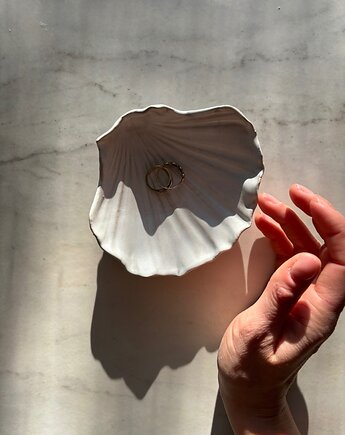 Handmade Muszelka na Biżuterię Ceramiczna Rustic White Fluff, Maison Fragile