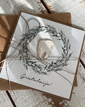 Ręcznie robiona kartka gratulacje z okazji uzyskania absolutorium obrony prac, sorte