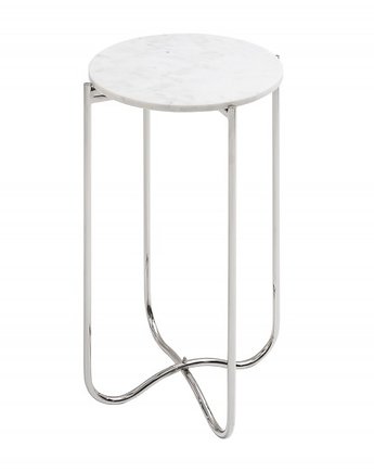 Stolik kawowy dekoracyjny Noble marmurowy blat biały 35cm, OKAZJE - Prezent na 50 urodziny