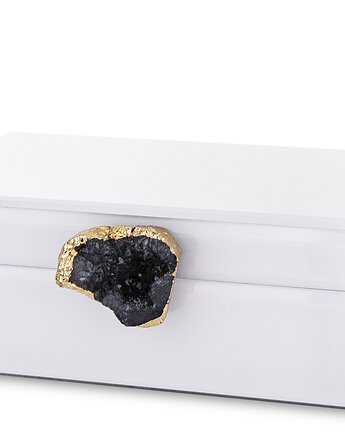 Szkatułka z MDFu z agatem 8x24,5x18,5 cm biała, MIA home