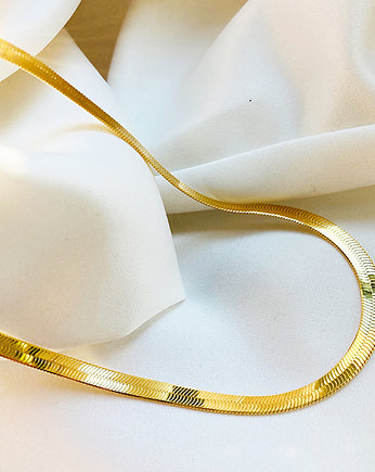Złoty szeroki  naszyjnik - łańcuszek prezent, Anemon Atelier