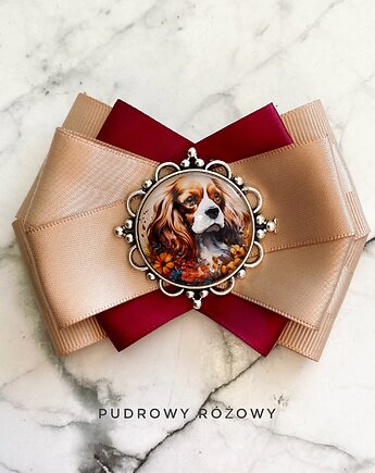 Brosze z Pieskiem rasy Spaniel Cavalier Nowość, Pudrowy Różowy