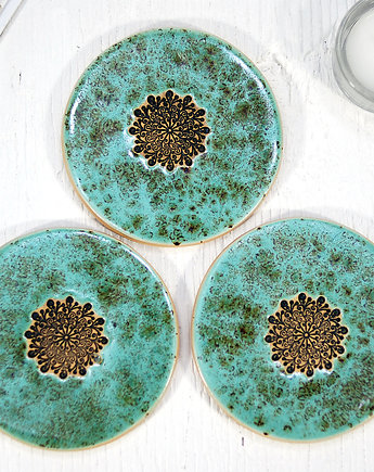 3 Ceramiczne podkładki pod kubek, filiżankę - hygge, 10FingersArt