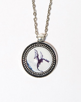 Medalion, naszyjnik - Czarny smok 2 - 2 cm, yenoo