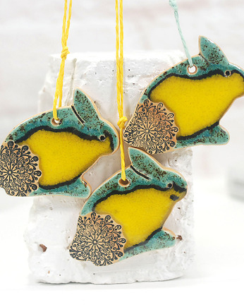 Króliki wielkanocne - ceramiczne ozdoby wiszące, 10FingersArt