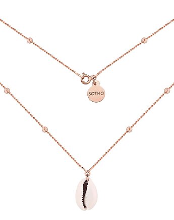 Długi naszyjnik z różowego złota z dużą muszelką, SOTHO