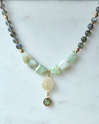 Naszyjnik z opalizacją - chryzopraz i labradoryt, Studio Gazela