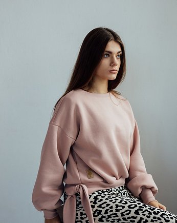 Bluza OVERSIZE DAMSKA BRZOSKWINIOWY KRÓLIK Z USZAMI, USZYTE